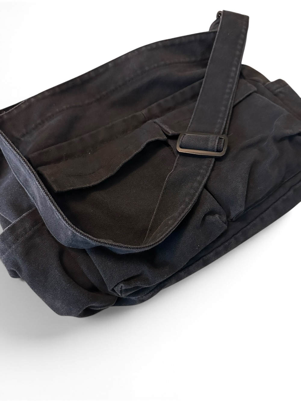 Black Canvas Crossbody Utility Bag